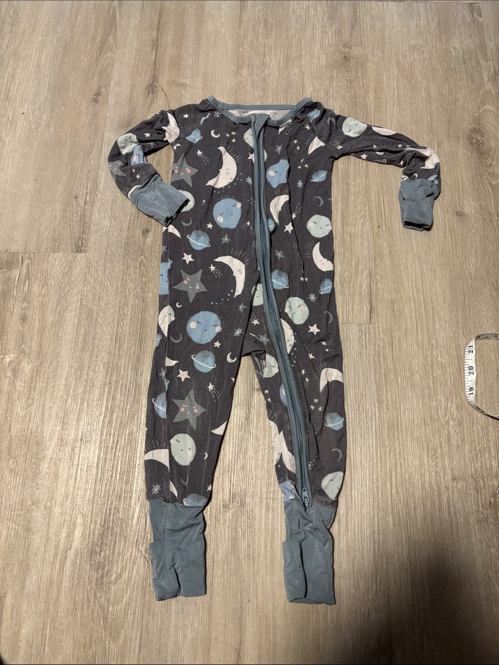 Little Sleepies Kids Space Print One-Piece Pajamas - Blue/Grey